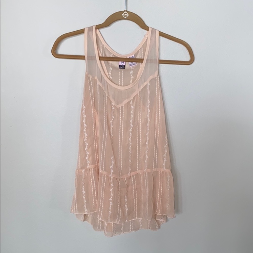 Blush sheer tank top